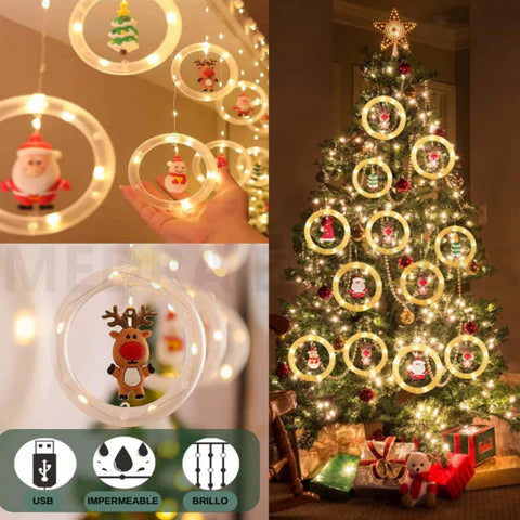 "MagicLed" cortina con Aros Figuras Navideñas (3 Metros)