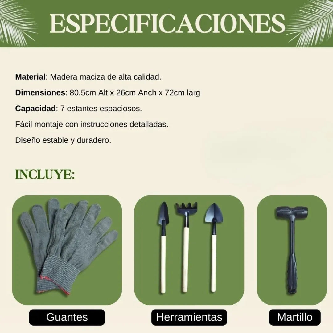 Estanteria En madera + Kit Jardineria Gratis