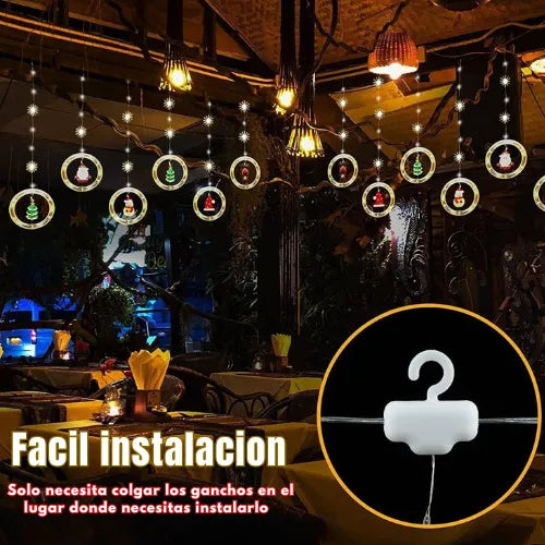 "MagicLed" cortina con Aros Figuras Navideñas (3 Metros)