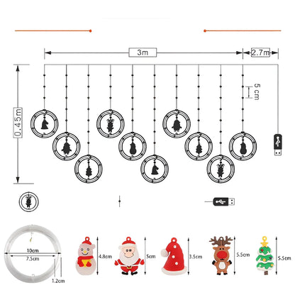 "MagicLed" cortina con Aros Figuras Navideñas (3 Metros)